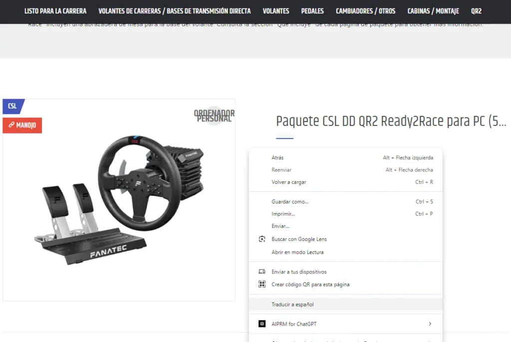 Web Fanatec en Español